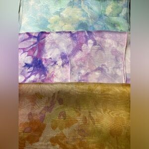 Set of 3 silk scarves 100% silk Floral pattern